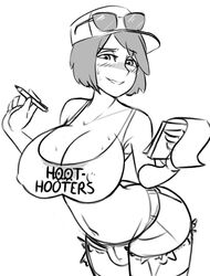 1futa bimbo bob_cut breasts bulge calem_(pokemon) cleavage feminization futanari huge_breasts human intersex jeans looking_at_viewer monochrome pokemon pokemon_xy sealguy sketch source_request text thick_thighs voluptuous wide_hips