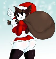 brown_hair butt_crack christmas exposed_ass jaiden jaiden_animations looking_at_viewer mob_face neronova santa_costume thick_thighs youtube youtuber