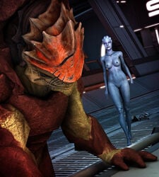 3d alien asari asarimaniac breasts duo female humanoid krogan liara_t'soni male mass_effect muscular muscular_male nipples nude pussy source_filmmaker standing urdnot_wrex video_games