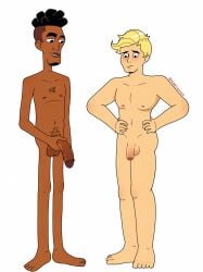 african_male bonesxoxox brown_skin embarrassed fred_jones gay holding_penis male_only norville_rogers scooby-doo shaggy_rogers shaggy_rogers_(velma) size_comparison skinny small_penis small_penis_humiliation toony velma_(series) very_dark_skin