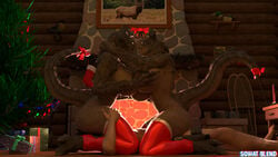 16:9 1boy 2018 2girls 3d anthro ass bethesda_softworks big_breasts bisexual breasts christmas claws clothing deathclaw duo facesitting fallout female female_deathclaw fire french_kissing gift group group_sex hair hand_on_breast hand_on_thigh horn human human_on_anthro inside interspecies kissing leggings legwear male male_human/female_anthro male_human/female_monster mammal monster nipples open_mouth ribbons scalie sex sowat-blend stockings tail_bow tail_ribbon teeth text thick_thighs thigh_highs threesome toes tongue triangle_position video_games watermark wide_hips yuri