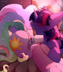 2018 anus ass blush closed_eyes cunnilingus cutie_mark dock dogihotdogi duo equine female feral feral_on_feral friendship_is_magic hair hi_res horn inside mammal multicolored_hair my_little_pony open_mouth oral princess_celestia_(mlp) pussy pussy_juice pussy_juice_string raised_tail saliva saliva_string sex tongue tongue_out twilight_sparkle_(mlp) unicorn vaginal_penetration yuri