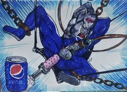 anal anal_insertion ass bara barazoku big_penis blush dildo dildo_in_ass fucking_machine funny gay male male_only muscular penetration penis penis_milking pepsi pepsiman pepsiman_(character) pink_dildo restrained sex_machine sweat tagme traditional_art traditional_media traditional_media_(artwork) vaporwave yaoi