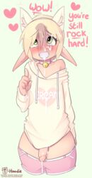 blush clothed clothing collar cum cum_on_clothing cum_on_face elf fan_character femboy girly hoodie hoodie_(artist) humanoid male male_focus male_only max_(hoodie) original penis penis_shadow solo sweater