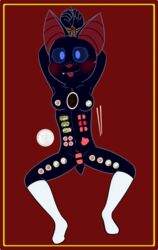 anthro blush bondage chopsticks food food_on_body food_play fur furry furry_only nipples rice small_breasts smile spread_legs stockings sushi tied_up tongue tongue_out zulu zulu_the_bat