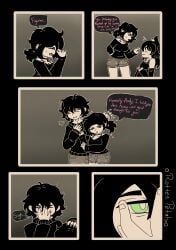 1boy 2girls andrew_graves annoyed_expression argument arm_warmers ashley_graves bangs_over_one_eye cat_ears choker comic female freckles green_eyes hand_over_face implied_incest jealous_female julia_(the_coffin_of_andy_and_leyley) male neko nervous pink_eyes ponytail pregnant_belly pregnant_female rottenpetals shy side_hug sweatdrop the_coffin_of_andy_and_leyley tired_expression yellow_eyes