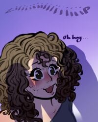 1female 1girl 1girls 3boys black_eyes blush blushing blushing_female blushing_profusely brown_hair comic comic_page comic_panel curly_hair heart-shaped_pupils imminent_penetration imminent_sex light-skinned_female light_skin mouth_open pale-skinned_female pale_skin penis_shadow penis_silhouette self_insert sweat sweatdrop sweating tagme text unseen_character unseen_male
