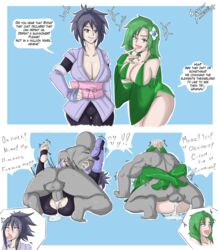 2girls ahegao big_breasts crossover cum cum_in_pussy cum_inside dialogue double_mating_press english english_text fair-skinned_female fair_skin female final_fantasy final_fantasy_iv green_eyes green_hair high_heel_boots high_heels instant_loss_2koma light-skinned_female light_skin male mating_press multiple_girls nayaase_beleguii rydia sex sheena_fujibayashi tales_of_(series) tales_of_symphonia