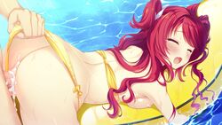 1boy 1girls artist_request ass cum cum_in_pussy female floatie male panty_pull pussy red_hair water