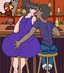 1boy 1girls animated arm_tattoo ass ass_bigger_than_head ass_bigger_than_torso ass_in_dress assisted_exposure barbara_yamanaka_(wappah) big_ass black_hair bottom_heavy bubble_butt clothing dark-skinned_male dark_skin dress dress_lift fat_ass female huge_ass interracial kissing large_ass light-skinned_female light_skin longer_than_10_seconds making_out male massive_ass masterxxxl no_panties no_sound original rodixxl shorter_than_30_seconds sitting stool tattoo thick_ass thick_thighs tongue tongue_kiss tongue_out video wappah wappah_wilson_(wappah)