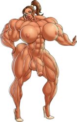 1futa abs bare_shoulders biceps big_lips big_muscles breasts brown_hair calves curvy earrings extreme_muscles flaccid futa_only futanari glasses green_eyes high_heels highres huge_breasts hyper_muscles intersex large_breasts large_penis looking_at_viewer moxydoxy muscles muscular muscular_futanari naked_footwear naked_heels navel nipples nude penis pointy_ears ponytail solo testicles thick_thighs veiny_penis