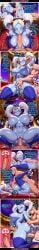 ai_generated areolae bald_male blue_lips blue_skin bodily_fluids comic creampie cross_section cum cum_inside dragon_ball_super english_text fellatio fingering high_heels huge_breasts indoors marcarita missionary multiple_panels muscular_male nipples oral_sex penis purple_eyes rampa69 saliva sex sound_effects speech_bubble sweat thighhighs twintails vaginal_penetration white_hair x-ray
