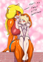 2girls blonde_hair breasts crash_(series) hair long_hair souleatersaku90 tawna_bandicoot