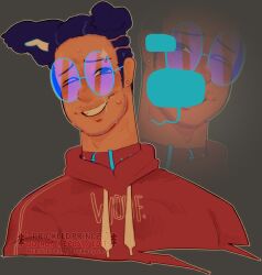 dog dogboy hair kinky_hair nervous nervous_smile nervous_sweat orange red shaved smiling sweat wink
