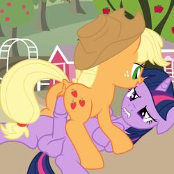 1:1 ai_voice_acted animated anus applejack_(mlp) ass ball_slap balls balls_deep buttjob cloppyhooves cowboy_hat cowgirl_position cum cum_in_pussy cum_inside cumsplosion dock earth_pony excessive_cum farm female/female female_penetrated full-package_futa futanari futanari/female futanari_penetrating hasbro hat horse hotdogging my_little_pony my_little_pony_friendship_is_magic mythological_creature mythological_equine mythology on_model penis pony purple_balls purple_body purple_eyes purple_fur purple_penis purple_skin shocked surprised tagme tail twilight_sparkle_(mlp) unicorn vagina video vulva