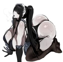 1girls 2026 2d 2d_(artwork) all_fours ass big_ass big_breasts big_butt black_eyes black_hair black_lips boobs breasts butt digital_media_(artwork) dragia3743 female female_only gothic hair hi_res huge_breasts juggernaut_(dragia3743) kurenaiz1 large_breasts legs legwear light-skinned_female light_skin lips long_hair looking_at_viewer maid_headdress oc original original_character pantyhose ponytail simple_background solo thick_thighs thighs tits white_background white_body white_skin