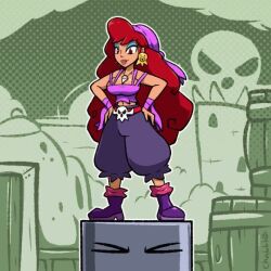 aviator_jacket bandana block buff buff_female captain_syrup chabble crop_top dragon dragon_girl dragon_tail earrings fluffy_hair head_transformation horns inanimate_transformation mario_(series) muscular muscular_female pirate pots power_up puffy_pants rabbit rabbit_ears red_eyes red_hair tagme tan_body transformation video wario_(series) wario_land