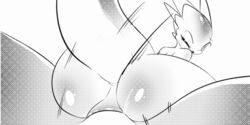 anal anal_sex animated ass backsack balls blush dinosaur disembodied_penis dracorex male monochrome oasis_(character) penetration penis raised_tail reptile scalie screen_tones solo_focus taboo_tails_(copyright) white_crest yaoi