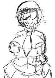1girls 2d breast_pocket chubby chubby_female female filia_(skullgirls) jdkdoodles miniskirt navel necktie school_uniform schoolgirl skirt skullgirls stomach tagme unfinished