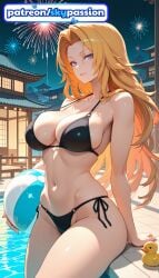 1girls 2026 aerial_fireworks ai_assisted ai_generated anime ball beachball bikini bleach bleach:_the_thousand-year_blood_war boobs breasts bust hi_res high_quality high_resolution highres long_hair matsumoto_rangiku night night_sky o-ring o-ring_bikini patreon patreon_username pool rangiku_matsumoto skypassion stable_diffusion swimsuit tits watermark