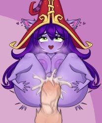 <3 1boy 1girls 2024 areolae balls bent_legs big_breasts big_penis blush breasts cum cum_in_pussy cum_inside eyelashes female female_focus green_eyes hi_res large_thighs league_of_legends long_hair looking_up lulu_the_fae_sorceress lying lying_on_back male nipples nude nude_female open_mouth penetration penis pleasure_face purple_hair purple_skin pussy riot_games senhorita_nance shortstack smile thick_thighs vaginal vaginal_penetration vaginal_sex veiny_penis witch_hat yordle