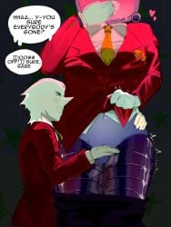 cuntboy deltarune gay pants_pulled_down small_dom_big_sub spamton_g_spamton tenna_(deltarune) undertale_(series) vaginal_fingering yaoi