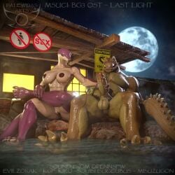 3d_(artwork) 3d_animation animated balls breasts cum ejaculation genitals green_body handjob hot_spring moon night nipples onsen raptile roek_(suchmim) scalie snake sound sweat tagme tail tongue tongue_out video vulva warning_sign wet
