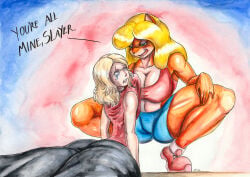 2girls blonde_hair breasts crash_(series) hair long_hair souleatersaku90 tawna_bandicoot