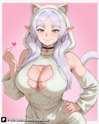 1girl 1girls ai_generated bangs bra breasts camel_toe cameltoe cat_cutout cat_ears cat_girl cat_lingerie cat_outfit cat_tail catgirl cleavage clothed clothed_female curvy curvy_figure elf elf_ears elf_female evekiss female female_focus female_only focus frieren frieren_beyond_journey's_end fringe fully_clothed green_eyes large_breasts light-skinned_female light_skin lingerie lingerie_bra lingerie_only lingerie_panties nipples nipples_covered nipples_visible_through_clothing panties pussy sfw solo solo_female solo_focus sousou_no_frieren teeth thick_thighs thighs tight_clothes tight_clothing uncensored white_hair wide_hips