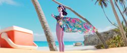 1girls 21:9 3d absurdres alternate_costume ass beach blender breasts cawneil cleavage cote_d'azur_widowmaker female female_only highres large_ass looking_at_viewer looking_back nude overwatch pinup presenting_ass solo solo_female solo_focus thick_ass thick_thighs ultrawide wallpaper wide_hips widowmaker