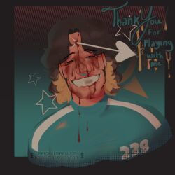 blood dark-skinned_male male male_only oc original_character shot shot_in_head smile smirk squid_game