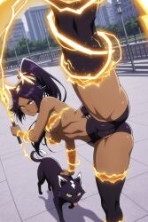 1girls ai_generated ass cat_ears pussy yoruichi_shihouin