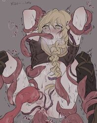 1boy aether_(genshin_impact) blonde_hair braided_hair crying deepthroat femboy feminization genshin_impact long_hair male male_only oral penetration penis_sucking_tentacle tentacle tentacle_on_male tentacle_rape tentacle_restraint tentacle_sex