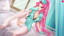 anika_(fap_ceo) fap_ceo gloves large_breasts lingerie nurse nutaku pink_hair