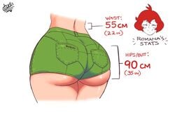 ass big_ass big_butt booty_shorts buttholemagick curvaceous curvy green_shorts pants red_hair romana_(buttholemagick) shorts tagme thighs tight_clothing tight_fit voluptuous