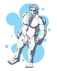 2018 anthro balls barazoku beartic flaccid fur humanoid humanoid_penis male male_only mammal muscular nintendo nipples nude original_character pecs penis pokémon_(species) pokemon polar_bear simple_background solo standing ursine video_games white_fur