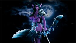 3d ass breasts elf heroes_of_the_storm looking_at_viewer mottec night_elf nude pointy_ears purple_skin tyrande_whisperwind wide_hips world_of_warcraft