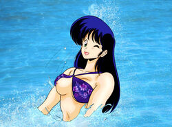 1989 1girls bikini blue_hair breasts colored dirty_pair female hair human large_breasts light-skinned_female light_skin long_hair nipples solo swimming watanabe_yoshimasa water yuri_(dirty_pair)