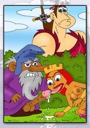 blowjob breasts dave_(dave_the_barbarian) dave_the_barbarian disney disney_channel fellatio lula_(dave_the_barbarian) nipples penis princess_candy testicles uncle_oswidge yaoinami