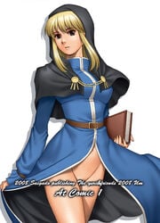 blonde_hair blue_eyes book dress goeniko goenitz hood king_of_fighters leopold_goenitz no_panties rule_63 saigado snk wind