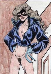 1girls artist_request brown_hair excalibur_(marvel_comics) female female_only gloves kitty_pryde marvel mask navel open_mouth pubic_hair shadowcat solo straight_hair superheroine x-men