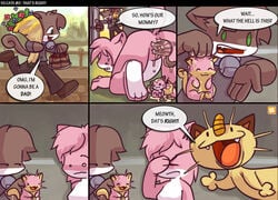 1girls aeris anthro birth cheating childbirth cucked_by_pokemon cuckold dialogue furry giving_birth holding_baby kitten leo meowth mother netorare ntr orange_box pokemon pokephilia pussy vaginal_fluids vg_cats webcomic