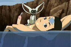 1boy aang aang_(kuzon) air_nomad airbender_tattoo avatar_legends avatar_the_last_airbender cum digital_media_(artwork) edit erection floating human junglejim4322 male male_only momo_(avatar) multiple_boys nickelodeon screenshot_edit straight_hair tattoo the_avatar water winged_lemur