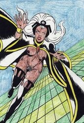 1girls artist_request dark-skinned_female dark_skin female female_only marvel marvel_comics ororo_munroe solo storm_(x-men) straight_hair tagme tiara white_eyes white_hair x-men