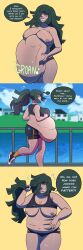 breasts breasts_out chubby chubby_belly chubby_female digestion digestion_noises female jogging jogging_outfit jogging_pants post-digestion post-vore same_size_vore sequence swimmingintheswamp vore vore_belly vore_comic weight_gain