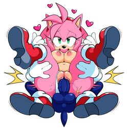 1boy 1girls amy_rose animal_ears anthro anthrofied ass balls blue_fur boots breasts cel_shading clothing couple eulipotyphlan exposed_torso eyelashes female female_on_top footwear fur girl_on_top gloves green_eyes hairband half-closed_eyes hand_on_thigh handwear heart hedgehog humanoid_genitalia humanoid_penis humanoid_pussy looking_pleasured male mammal mostly_nude nipples on_top open_mouth penetration penis pink_fur pussy reverse_cowgirl_position sega sex shoes sonic_(series) sonic_the_hedgehog sonic_the_hedgehog_(series) straight tail tan_fur tears thick_thighs two_tone_fur vagina vaginal_penetration vaginal_sex watatanza wide_hips