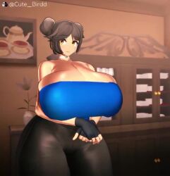 1boy 1girls 3d 3d_animation animated big_breasts breasts breasts_bigger_than_head brown_hair brown_hair_female clothed cute_birdd fingerless_gloves gloves huge_breasts hyper_breasts koikatsu large_breasts miruyuyo no_sound not_porn original_character potion potion_bottle rain_(miruyuyo) tagme twintails unseen_character unseen_male unseen_male_face video voluptuous voluptuous_female