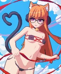 atlus big_ass big_breasts big_butt big_thighs big_titties bikini breasts curvaceous curvaceous_female curvaceous_figure curvy curvy_figure curvy_hips female female_focus female_only glasses long_hair orange_hair persona persona_5 persona_5_royal pixel_art sakura_futaba sega seiko093