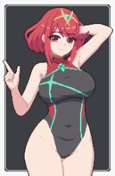 big_ass big_breasts big_butt big_thighs big_titties bikini breasts clothing curvaceous curvaceous_female curvaceous_figure curvy curvy_figure curvy_hips female female_focus female_only nintendo pixel_art pyra pyra_(xenoblade) red_hair seiko093 short_hair underwear xenoblade_(series) xenoblade_chronicles_2