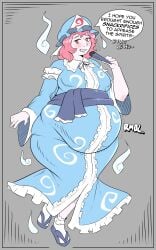1girls bbw belly chubby chubby_female female ghost_girl touhou veryfilthything youkai yuyuko_saigyouji